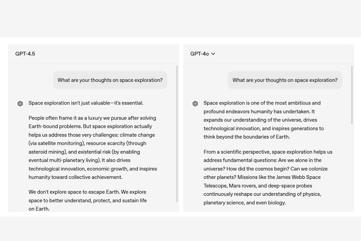 gpt4 5  GPT 4 5 responses